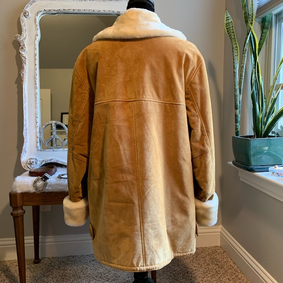 Dennis By Basso 100% Suede Leather Camel Coat Size Medium - Picture 3 of 14